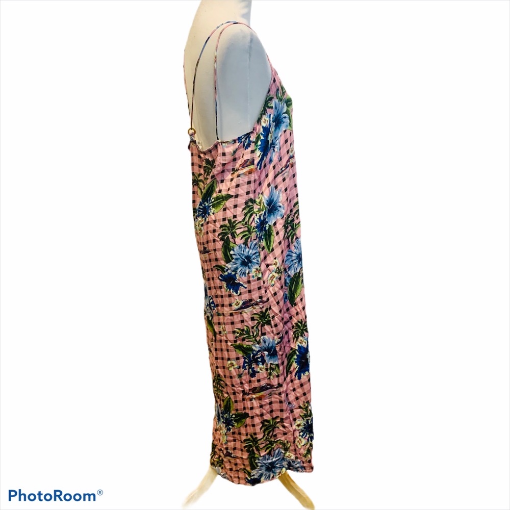 ZARA Floral Plaid Checked Slip Midi Dress Coquette Girl - Picture 5 of 8